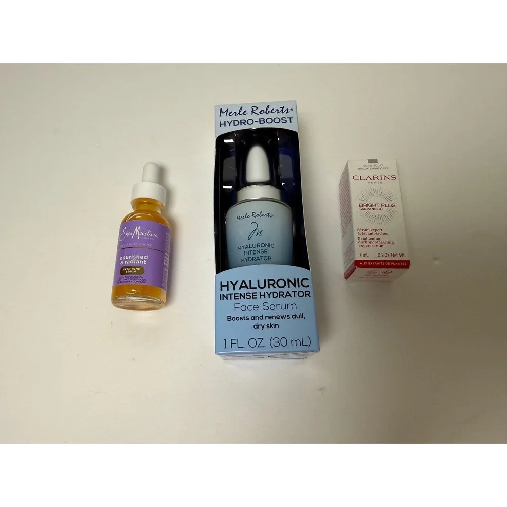 SheaMoisture Merle Roberts Clarins Face‎ Serum Bundle Dark Spot Hyaluronic New